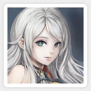 manga cosplay otaku  girl with hair white Sticker